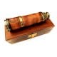 Handcrafted Brass Telescope Wooden Box Leather Grip